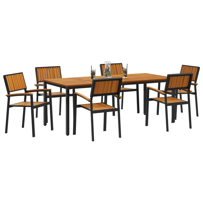 Set de dining pentru grădină din 7 piese, lemn solid de acacia și metal - WALTI WALTI
