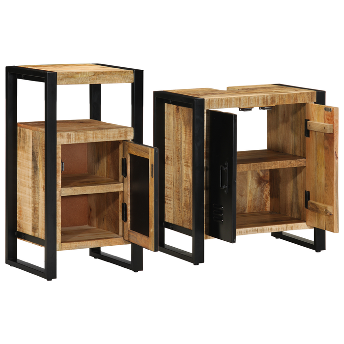 Set de mobilier pentru baie 2 pcs Maro Lemn de mango brut - WALTI WALTI