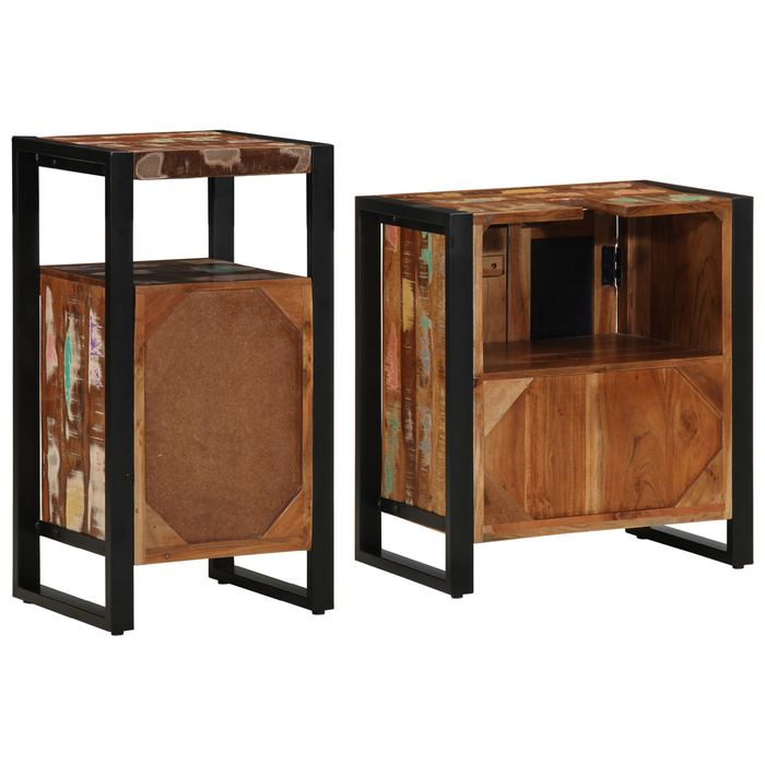 Set de mobilier pentru baie 2 pcs Maro Lemn masiv reciclat - WALTI WALTI