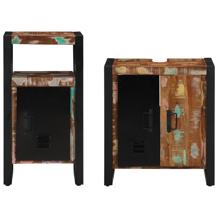 Set de mobilier pentru baie 2 pcs Maro Lemn masiv reciclat - WALTI WALTI