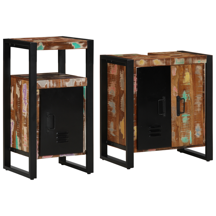Set de mobilier pentru baie 2 pcs Maro Lemn masiv reciclat - WALTI WALTI