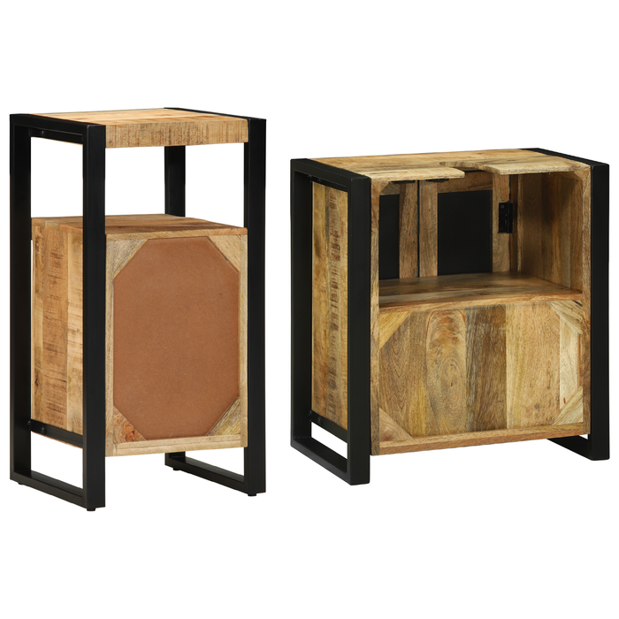 Set de mobilier pentru baie 2 pcs Maro Lemn de mango brut - WALTI WALTI