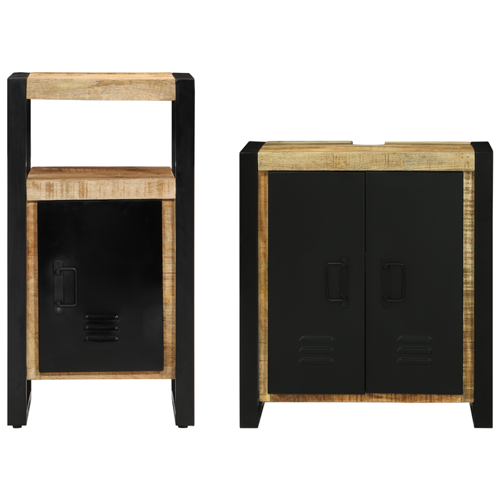 Set de mobilier pentru baie 2 pcs Maro Lemn de mango brut - WALTI WALTI