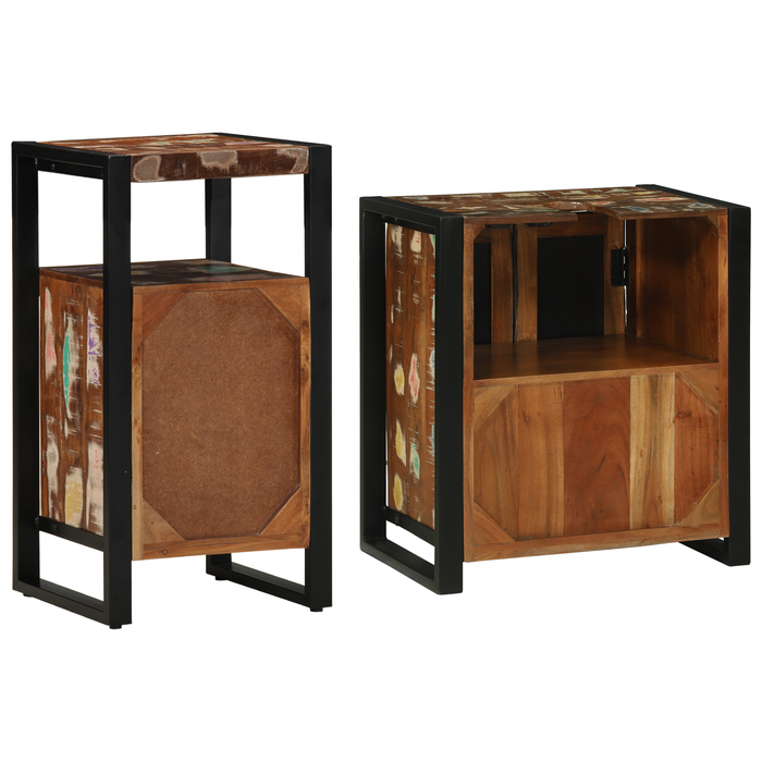 Set de mobilier pentru baie 2 pcs Maro Lemn masiv reciclat - WALTI WALTI