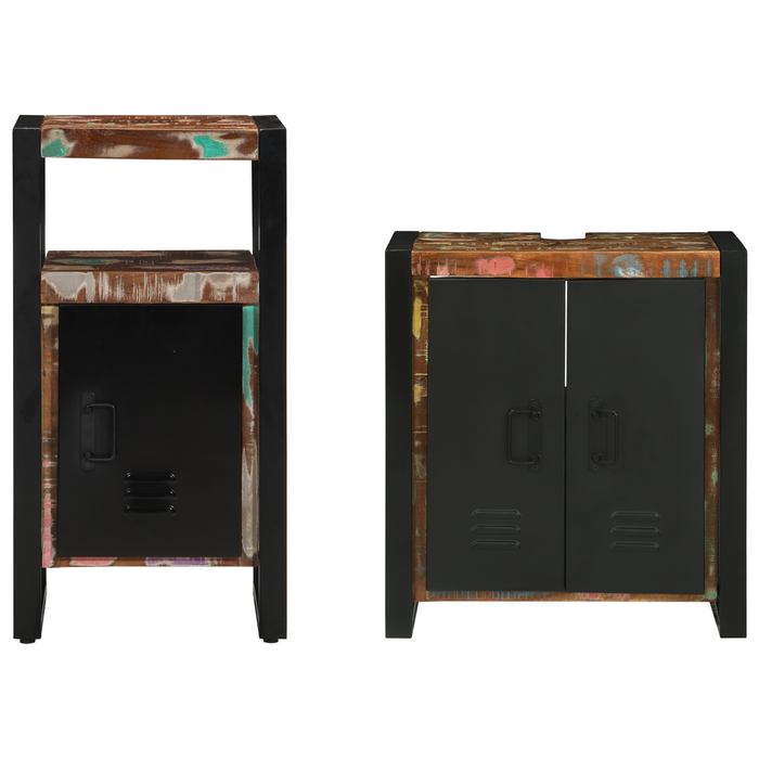 Set de mobilier pentru baie 2 pcs Maro Lemn masiv reciclat - WALTI WALTI