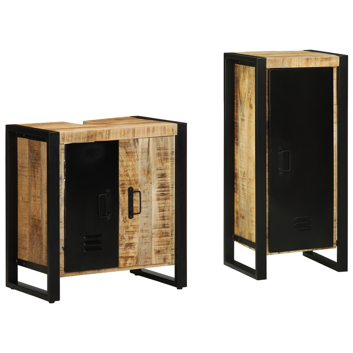 Set de mobilier pentru baie 2 pcs Maro Lemn de mango solid - WALTI WALTI