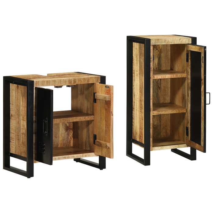 Set de mobilier pentru baie 2 pcs Maro Lemn de mango solid - WALTI WALTI