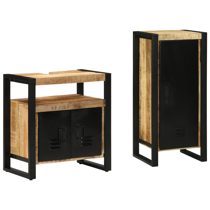 Set de mobilier pentru baie 2 pcs Maro Lemn de mango solid - WALTI WALTI