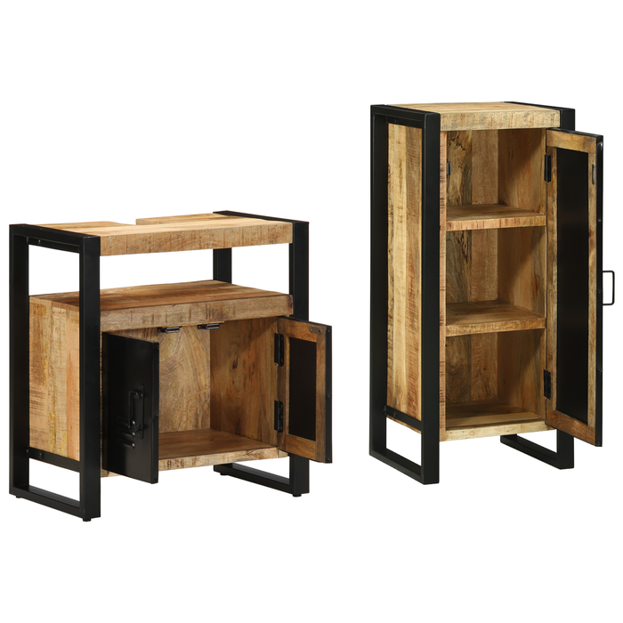 Set de mobilier pentru baie 2 pcs Maro Lemn de mango solid - WALTI WALTI