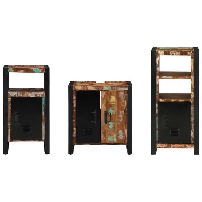 Set de mobilier pentru baie cu raft 3 pcs Lemn recuperat solid - WALTI WALTI