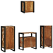 Set de mobilier pentru baie cu raft 4 pcs Lemn recuperat solid - WALTI WALTI