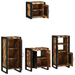 Set de mobilier pentru baie cu raft 4 pcs Lemn recuperat solid - WALTI WALTI