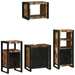 Set de mobilier pentru baie cu raft 4 pcs Lemn recuperat solid - WALTI WALTI