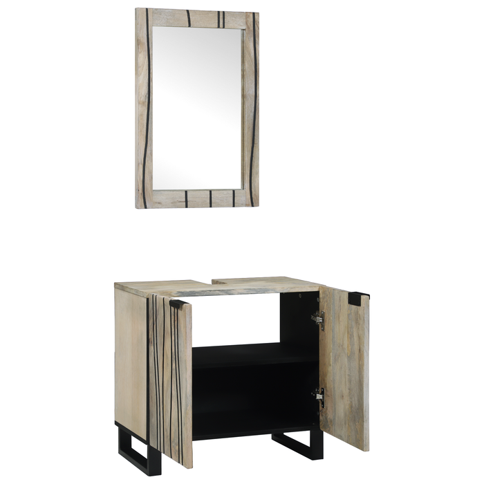 Set de mobilier pentru baie cu raft 2 pcs Alb 62 x 33 x 58 cm - WALTI WALTI