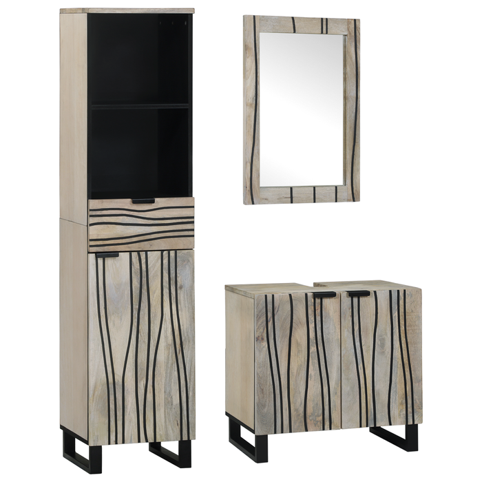 Set de mobilier pentru baie 3 pcs Alb 38 x 33 x 160 cm - WALTI WALTI