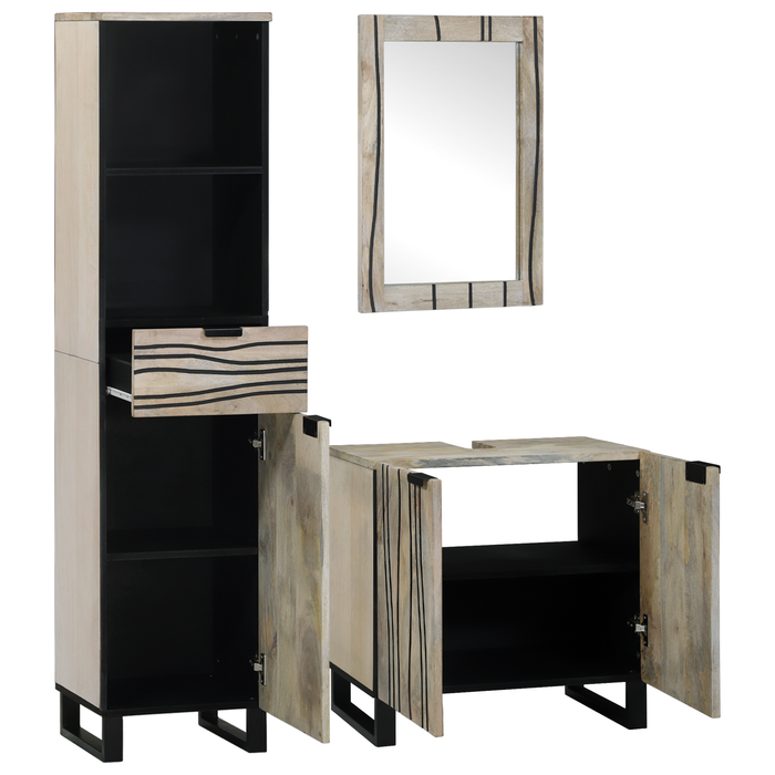 Set de mobilier pentru baie 3 pcs Alb 38 x 33 x 160 cm - WALTI WALTI