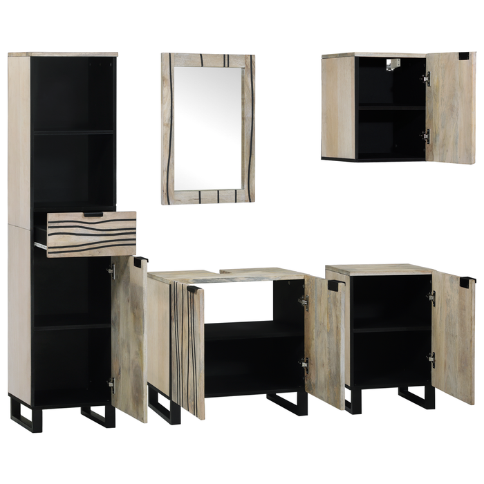 Set de mobilier pentru baie 5 pcs Maro Nuc 38 x 33 x 160 cm - WALTI WALTI