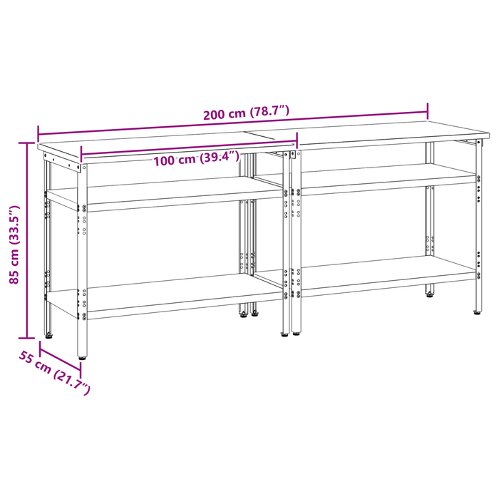 Set banc de lucru, 2 piese, gri, oțel - WALTI WALTI