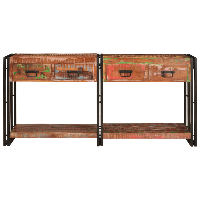 Set de mese console vidaXL 2 cu sertare, din lemn masiv recuperat multicolor - WALTI WALTI