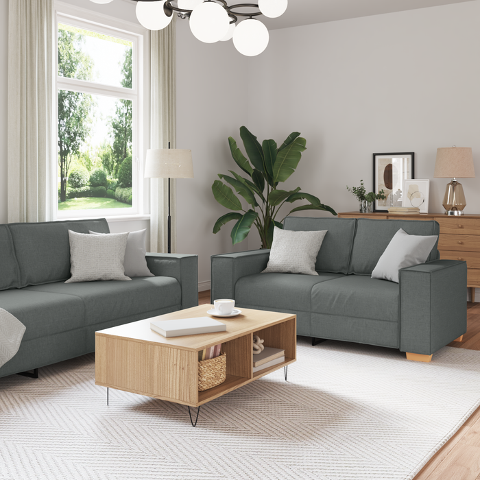 Set canapea, 3 piese, perne gri închis, textil - WALTI WALTI