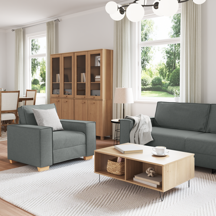 Set canapea, 3 piese, perne gri închis, textil - WALTI WALTI