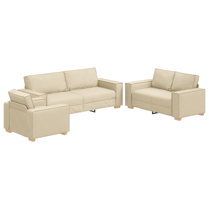 Set canapea, 3 piese, perne crem, textil - WALTI WALTI
