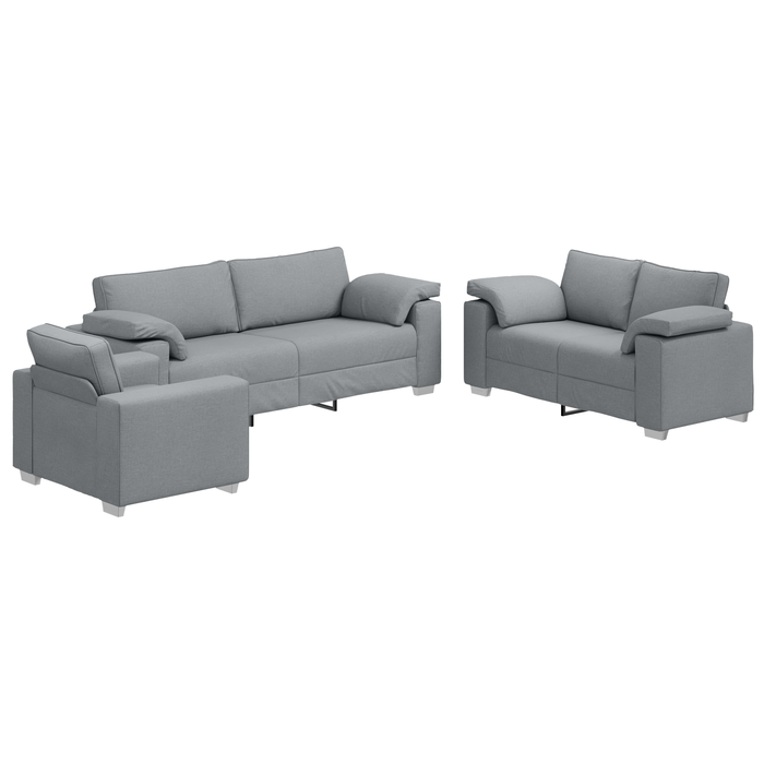 Set canapea, 3 piese, perne gri deschis, textil - WALTI WALTI