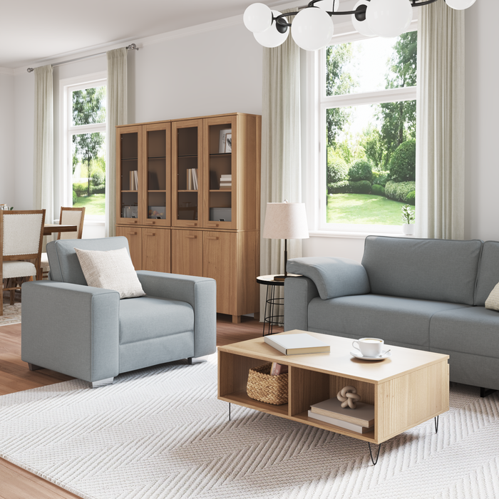 Set canapea, 3 piese, perne gri deschis, textil - WALTI WALTI