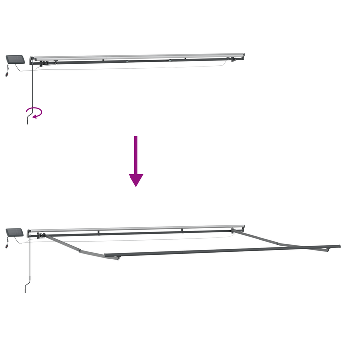 Marchiză Retractabilă Manuală cu Dungi Multicolore LED 500x300 cm. - WALTI WALTI
