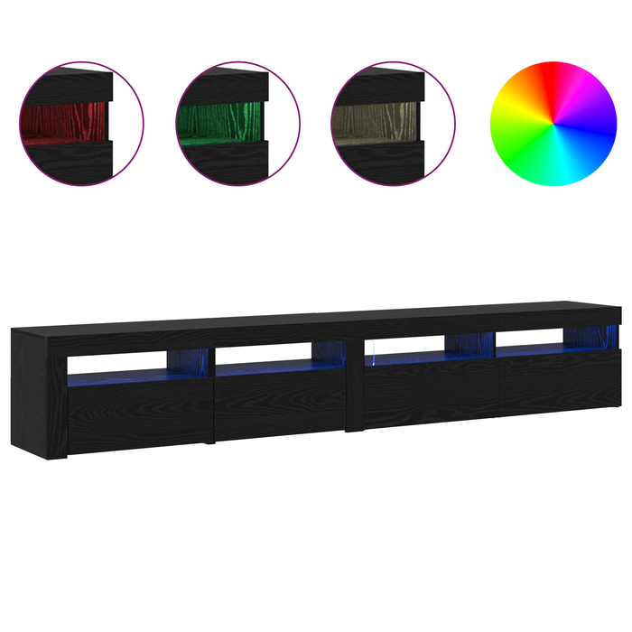 Cabinete TV 2 buc cu lumini LED din stejar negru și lemn ingineresc - WALTI WALTI