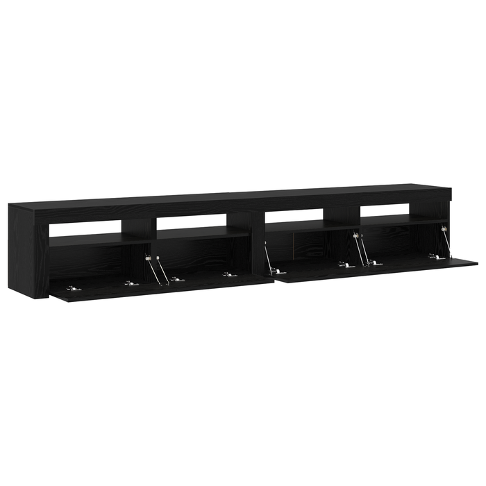 Cabinete TV 2 buc cu lumini LED din stejar negru și lemn ingineresc - WALTI WALTI