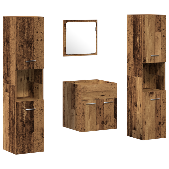Set mobilier baie 4 piese - Lemn vechi din lemn ingineresc - WALTI WALTI