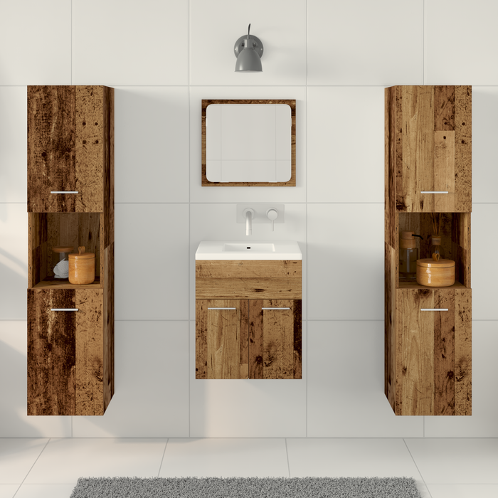 Set mobilier baie 4 piese - Lemn vechi din lemn ingineresc - WALTI WALTI