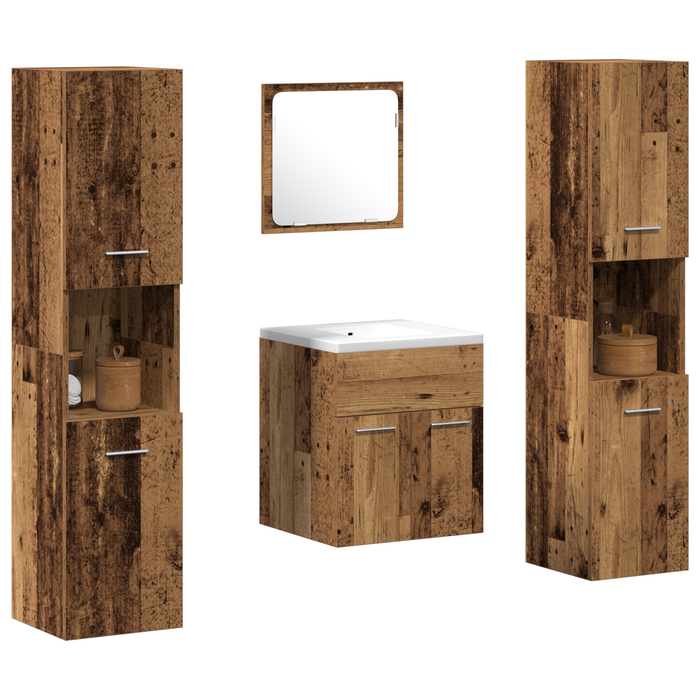 Set mobilier baie 4 piese - Lemn vechi din lemn ingineresc - WALTI WALTI