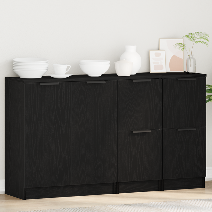Bufet 3 pcs Stejar Negru Lemn compozit - WALTI WALTI