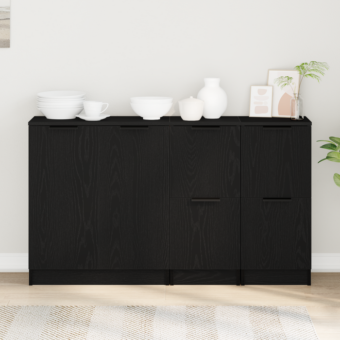 Bufet 3 pcs Stejar Negru Lemn compozit - WALTI WALTI