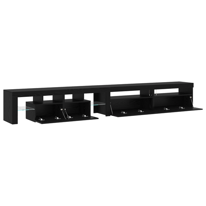 Mobilier TV vidaXL 3 pcs cu Lumini LED Negru Stejar Lemn prelucrat, Mobilier TV vidaXL cu Lumini LED 2 pcs Negru Stejar 75x35x40 cm Lemn prelucrat - WALTI WALTI
