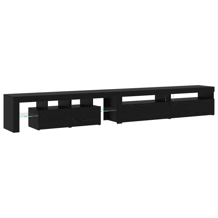 Mobilier TV vidaXL 3 pcs cu Lumini LED Negru Stejar Lemn prelucrat, Mobilier TV vidaXL cu Lumini LED 2 pcs Negru Stejar 75x35x40 cm Lemn prelucrat - WALTI WALTI
