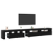 Mobilier TV vidaXL 3 pcs cu Lumini LED Negru Stejar Lemn prelucrat, Mobilier TV vidaXL cu Lumini LED 2 pcs Negru Stejar 75x35x40 cm Lemn prelucrat - WALTI WALTI
