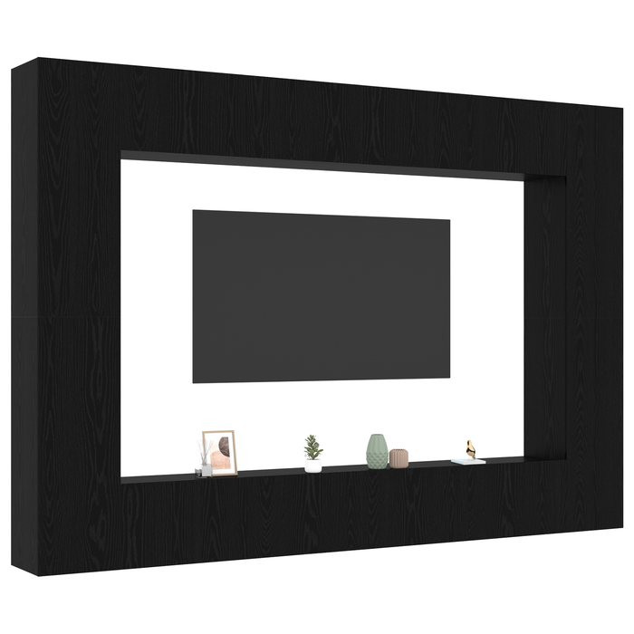 Set TV de 12 piese pe perete din lemn prelucrat de stejar negru - WALTI WALTI