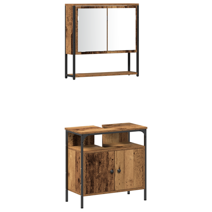 Set de mobilier pentru baie 3 Piese Lemn Vechi - WALTI WALTI