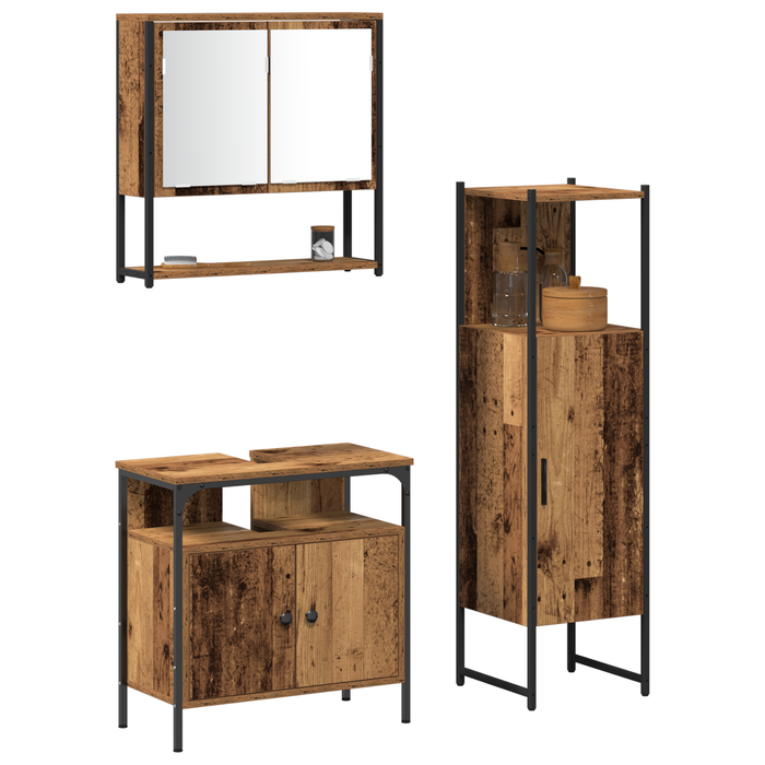 Set de mobilier pentru baie 3 Piese Lemn Vechi - WALTI WALTI