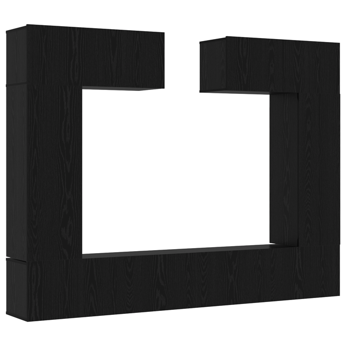 Set de cabine TV din 8 piese montate pe perete din lemn aglomerat de stejar negru - WALTI WALTI