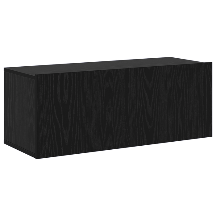 Set de cabine TV din 8 piese montate pe perete din lemn aglomerat de stejar negru - WALTI WALTI