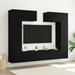 Set de cabine TV din 8 piese montate pe perete din lemn aglomerat de stejar negru - WALTI WALTI