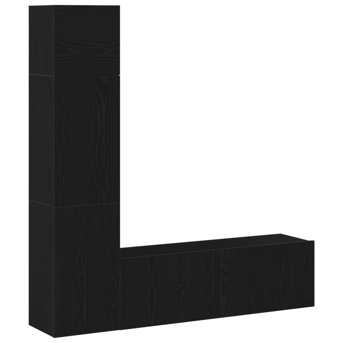 Set de cabinet TV montat pe perete 3 piese vidaXL Stejar negru lemn prelucrat - WALTI WALTI
