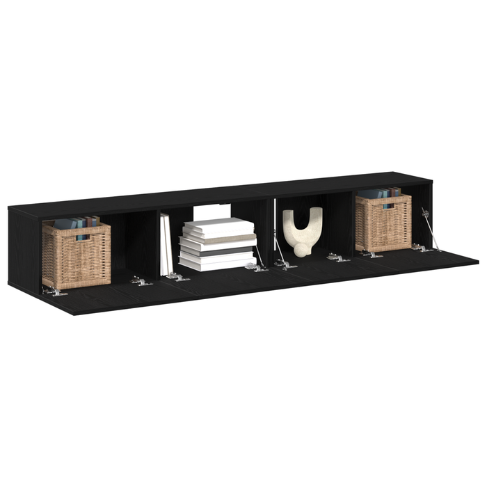 Set de dulap TV 2 piese vidaXL Negru din lemn laminat - WALTI WALTI