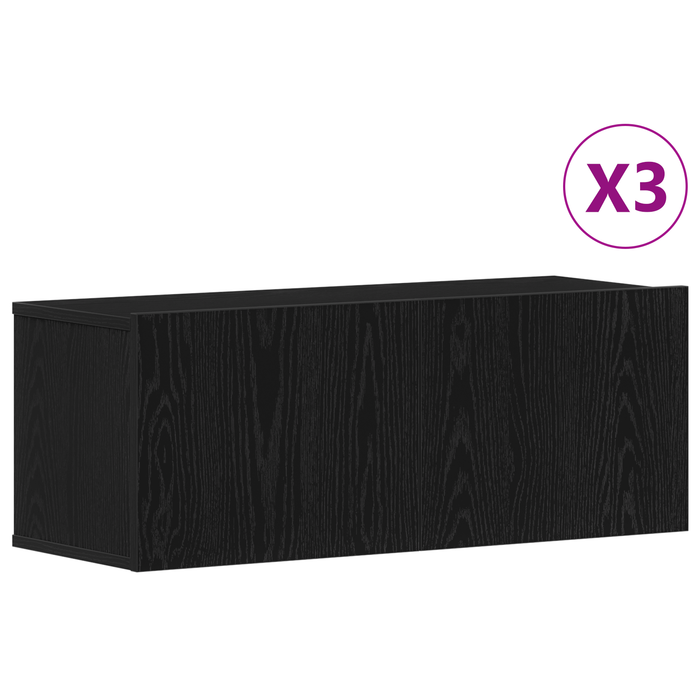 Set de cabinet TV 3 piese vidaXL negru din lemn ingineresc - WALTI WALTI