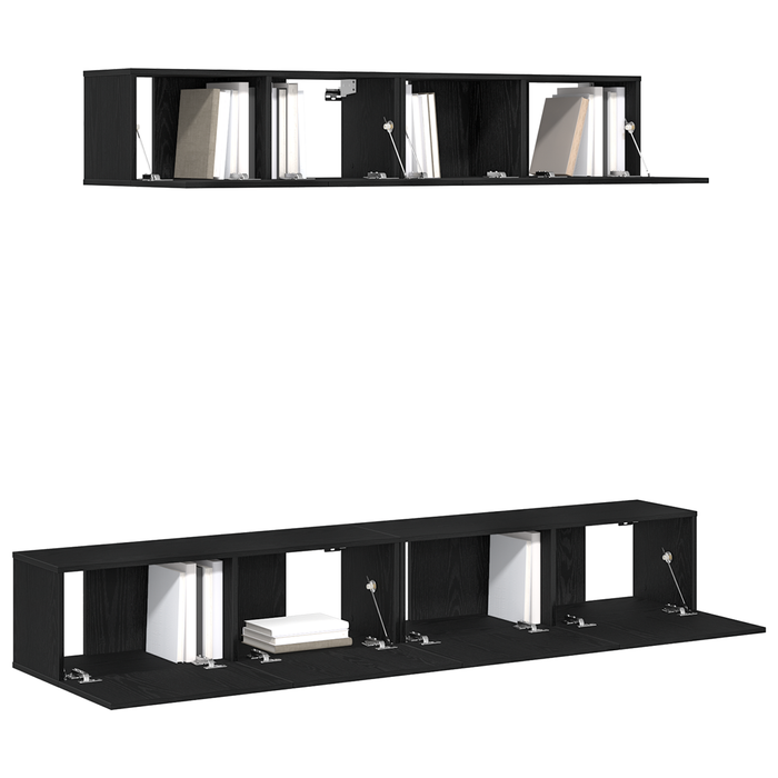 Set dulap TV, 4 piese, negru, lemn prelucrat - WALTI WALTI