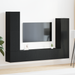 Set de dulap TV 4 piese montat pe perete lemn negru - WALTI WALTI